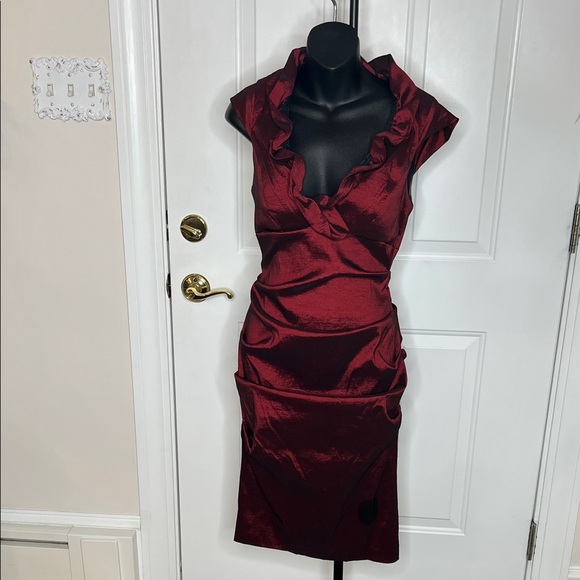 dj-jaz Dresses & Skirts - Chic Burgundy Ruffle Midi Dress